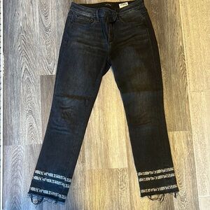 Women's Black Jeans with Lace Trim